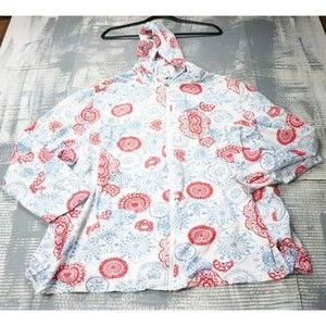 Liz and Me Sweatshirt womens XXXL Zip Up printed red blue hoodie long sleeve